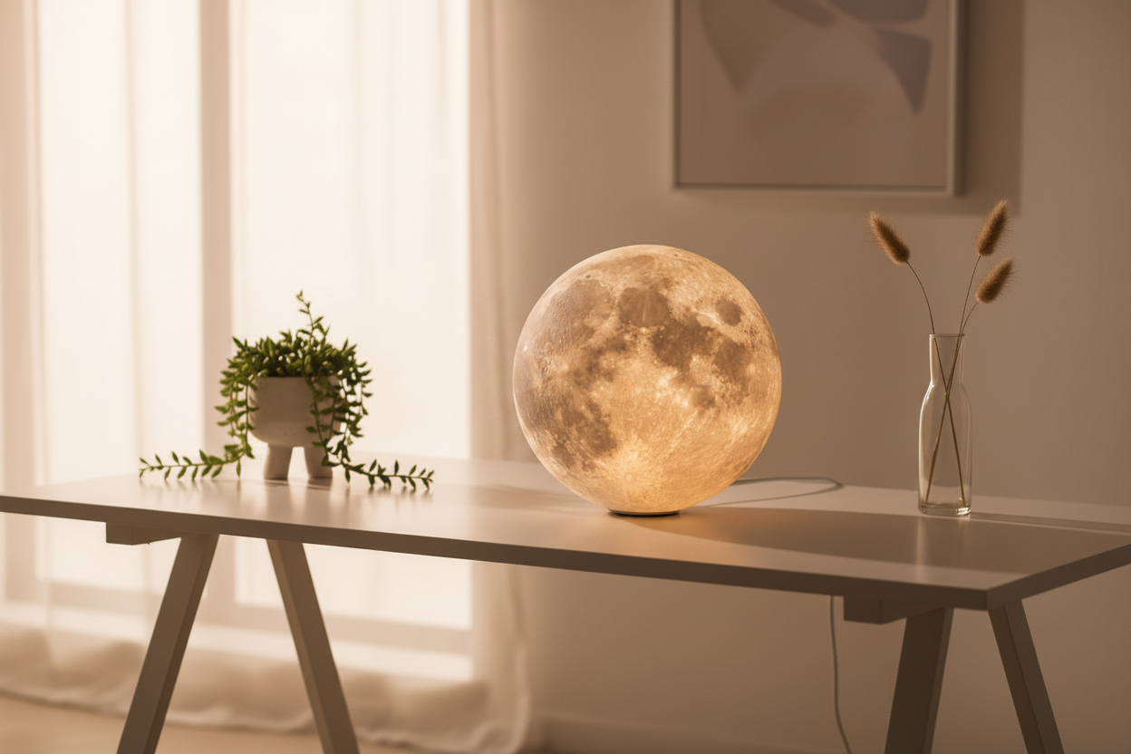 Modern Moon Lamp Banner - Warm Brown